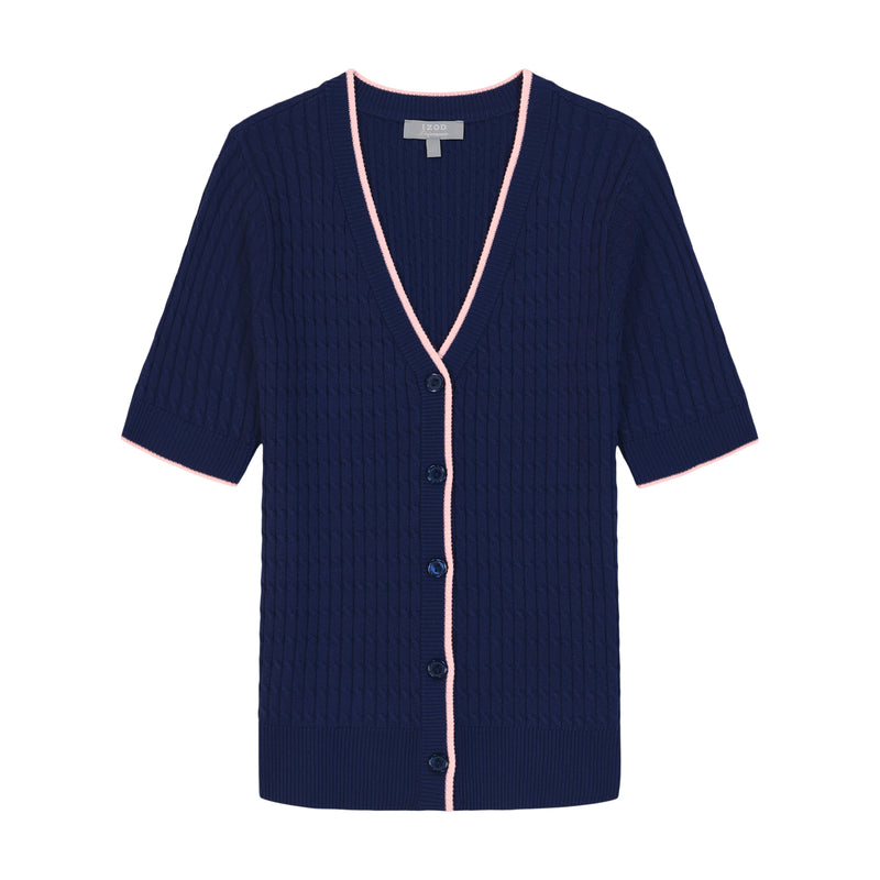 CALISTA CABLE KNIT CARDIGAN - MEDIEVAL BLUE