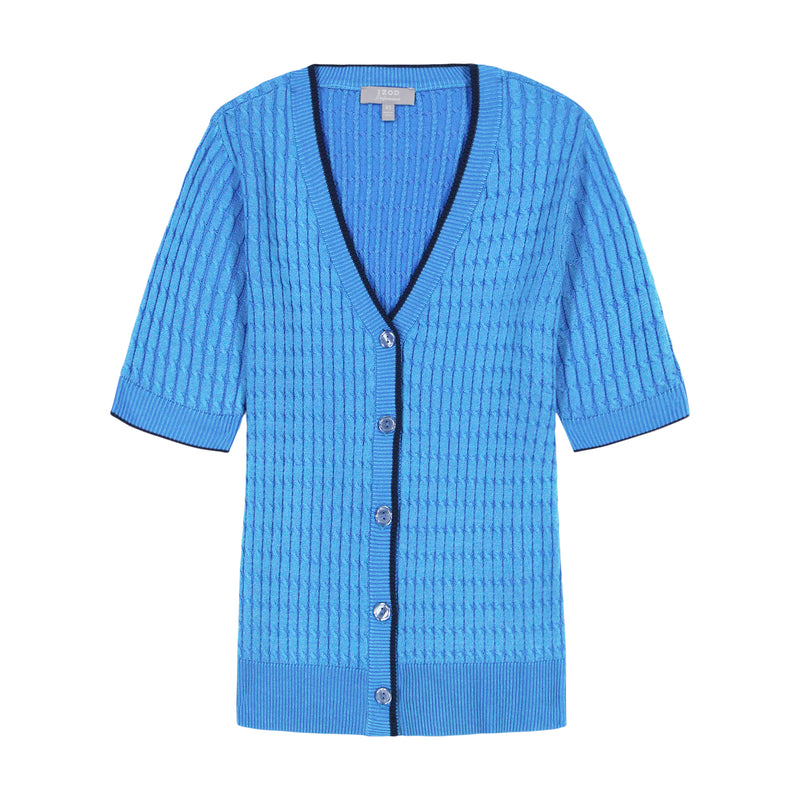 CALISTA CABLE KNIT CARDIGAN - LITTLE BOY BLUE
