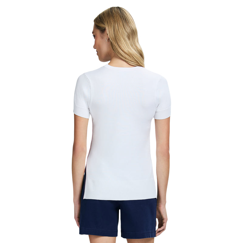 SKYLAR PERFORMANCE STRETCH SHORT-SLEEVE SWEATER - BRIGHT WHITE