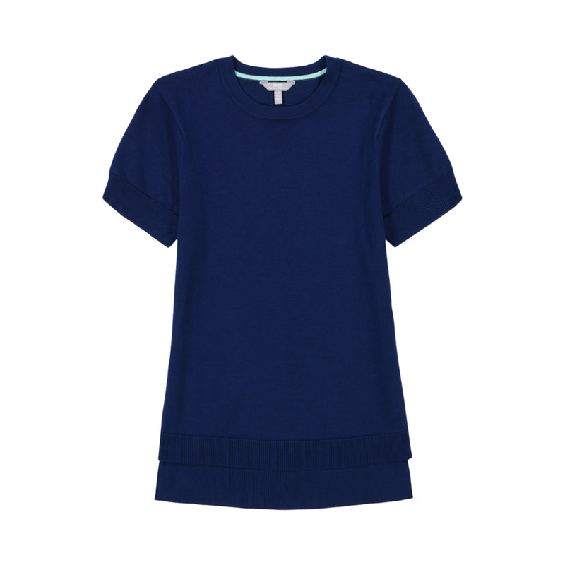 SKYLAR PERFORMANCE STRETCH SHORT-SLEEVE SWEATER - MEDIEVAL BLUE