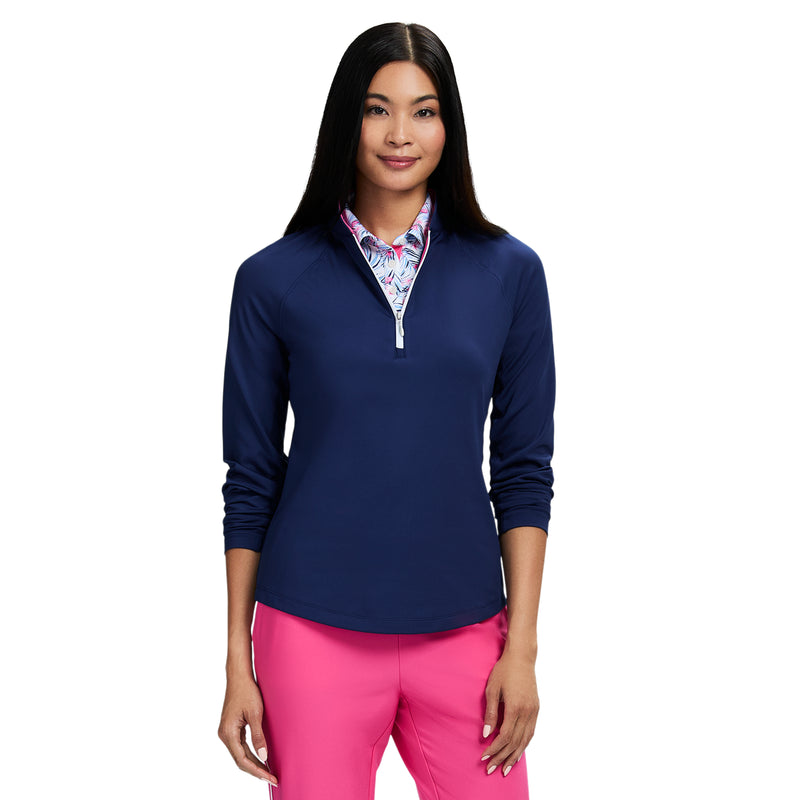 PALOMA PERFORMANCE STRETCH LONG SLEEVE 1/4 ZIP PULLOVER - MEDIEVAL BLUE