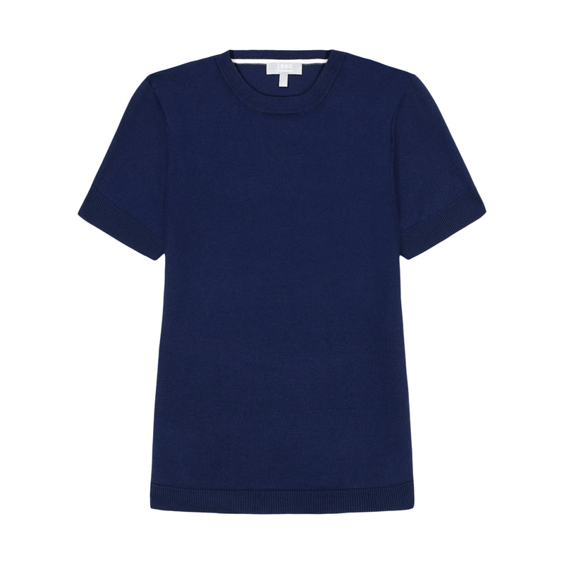 SKYLAR SHORT SLEEVE SWEATER TEE - NAVY
