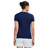 SKYLAR SHORT SLEEVE SWEATER TEE - NAVY