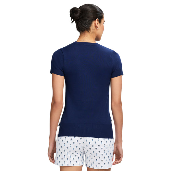 SKYLAR SHORT SLEEVE SWEATER TEE - NAVY