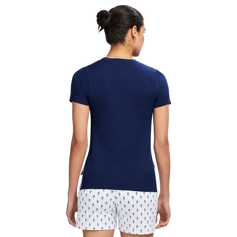 SKYLAR SHORT SLEEVE SWEATER TEE - NAVY