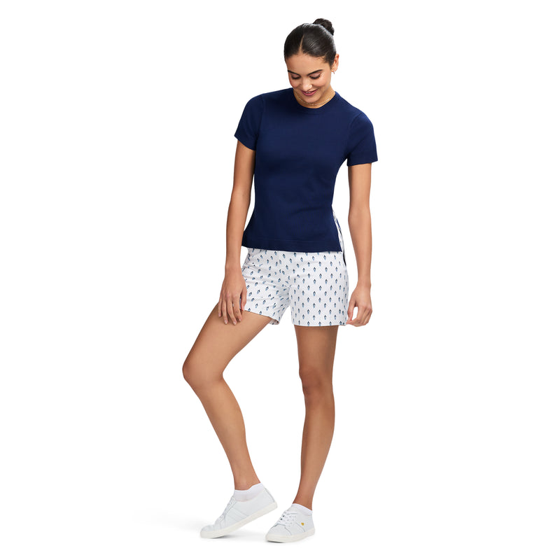 SKYLAR SHORT SLEEVE SWEATER TEE - NAVY