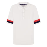 RAQUEL SHORT-SLEEVE POINTELLE SWEATER POLO - BRIGHT WHITE