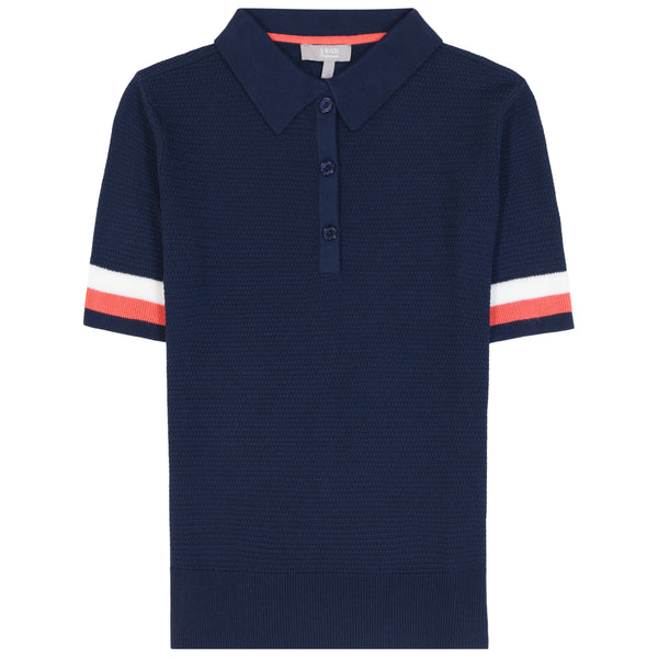 RAQUEL SHORT SLEEVE POINTELLE SWEATER POLO - MEDIEVAL BLUE – IZOD