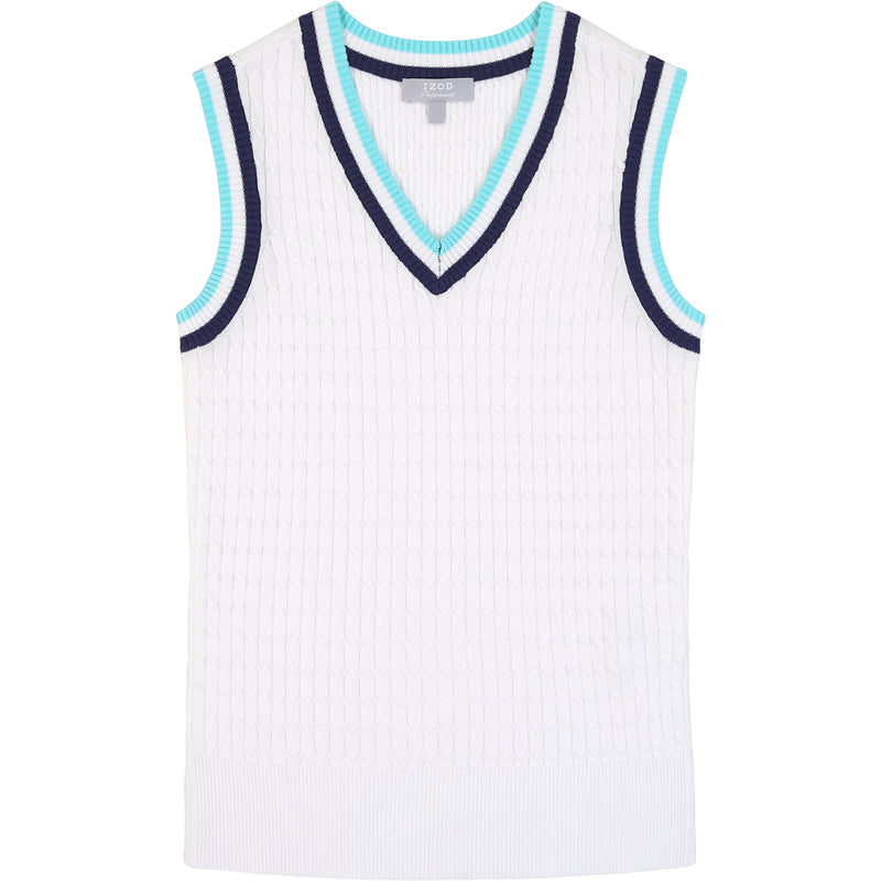 CALLIE CABLE KNIT VEST - BRIGHT WHITE