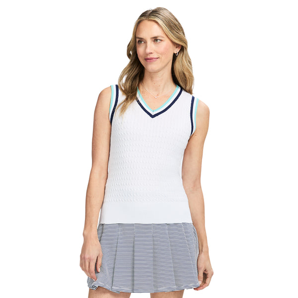 CALLIE CABLE KNIT VEST - BRIGHT WHITE
