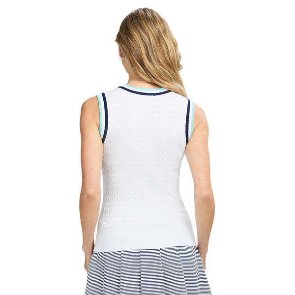 CALLIE CABLE KNIT VEST - BRIGHT WHITE