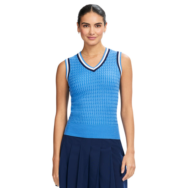 CALLIE CABLE KNIT VEST - LITTLE BOY BLUE