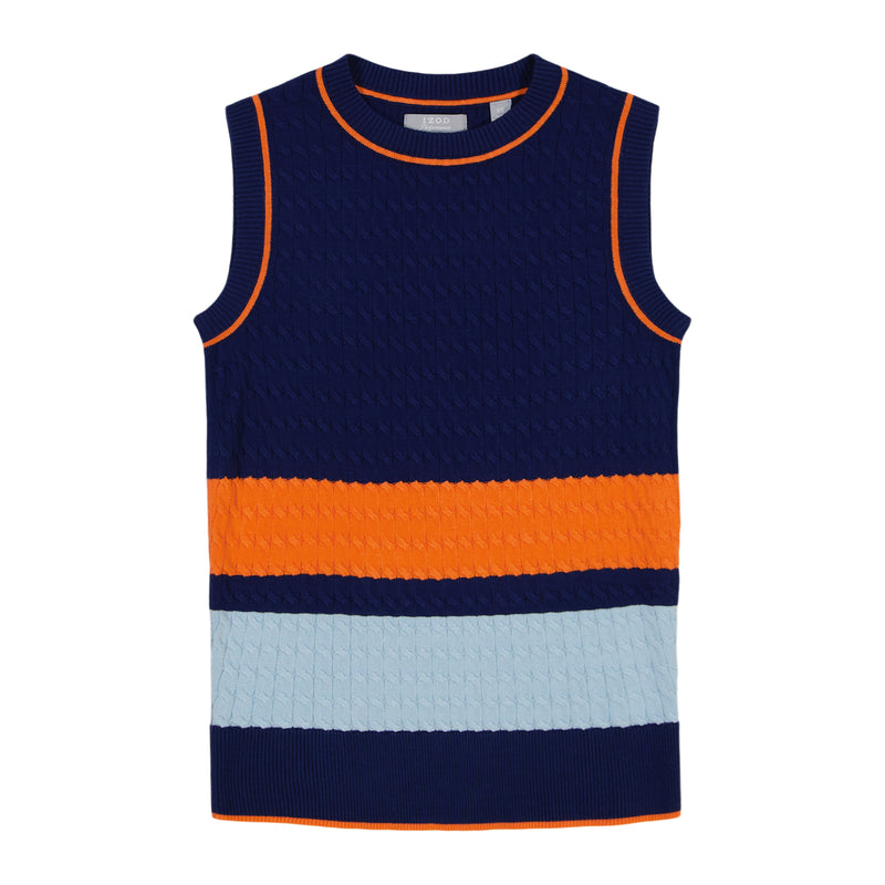 CAMI COLORBLOCK CABLE KNIT VEST - MEDIEVAL BLUE