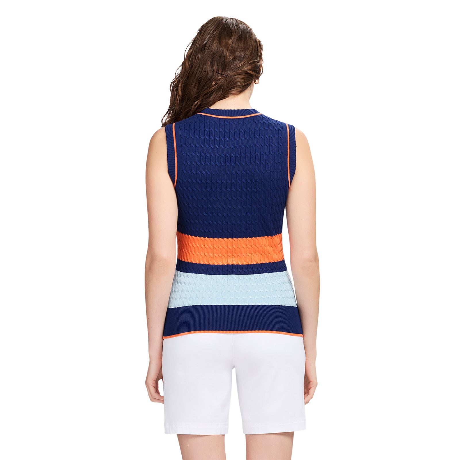 CAMI COLORBLOCK CABLE KNIT VEST - MEDIEVAL BLUE – IZOD