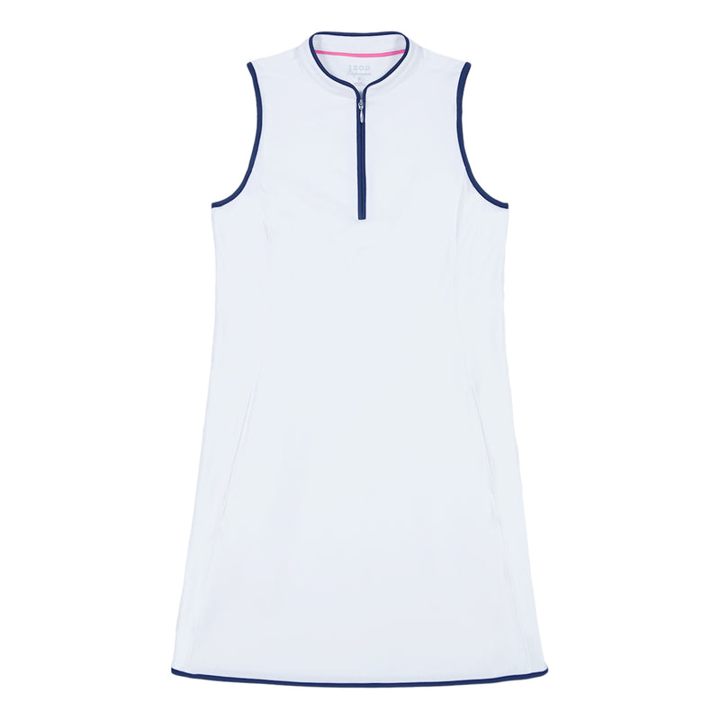 L'ACEY PERFORMANCE STRETCH ZIP ATHLETIC DRESS - BRIGHT WHITE