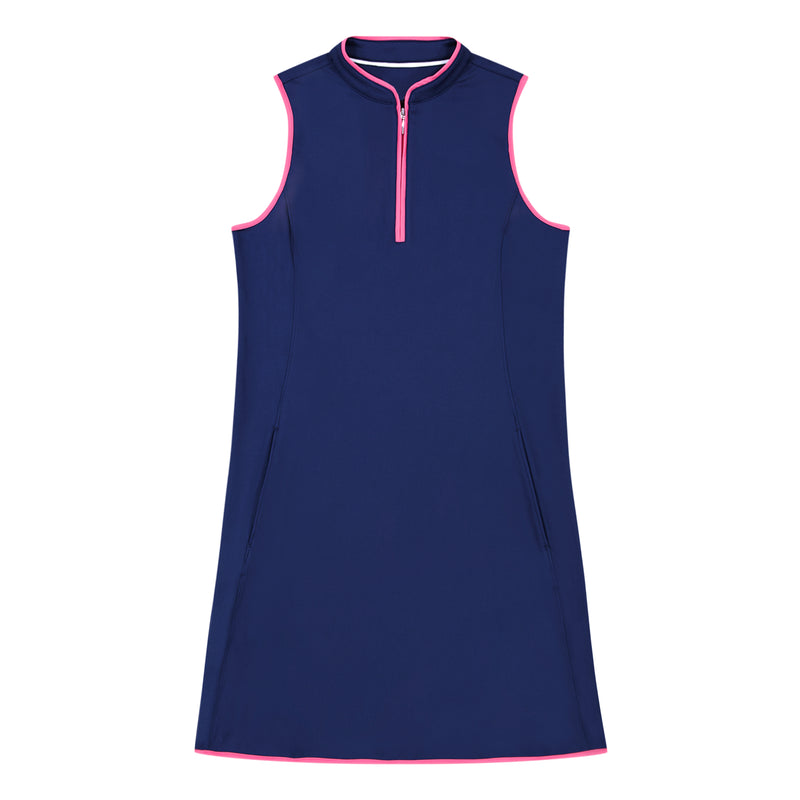 L'ACEY PERFORMANCE STRETCH ZIP ATHLETIC DRESS - MEDIEVAL BLUE