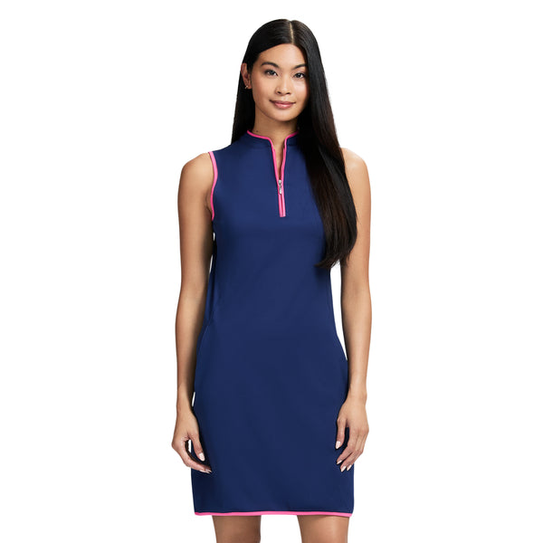 L'ACEY PERFORMANCE STRETCH ZIP ATHLETIC DRESS - MEDIEVAL BLUE