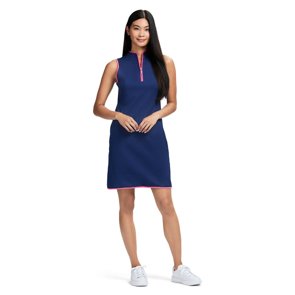 L'ACEY PERFORMANCE STRETCH ZIP ATHLETIC DRESS - MEDIEVAL BLUE