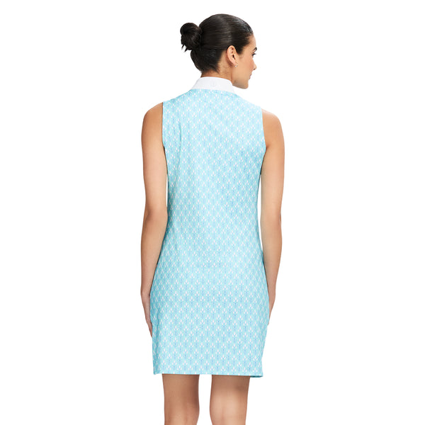 BRIANNA QUARTER ZIP A-LINE DRESS - BLUE RADIANCE