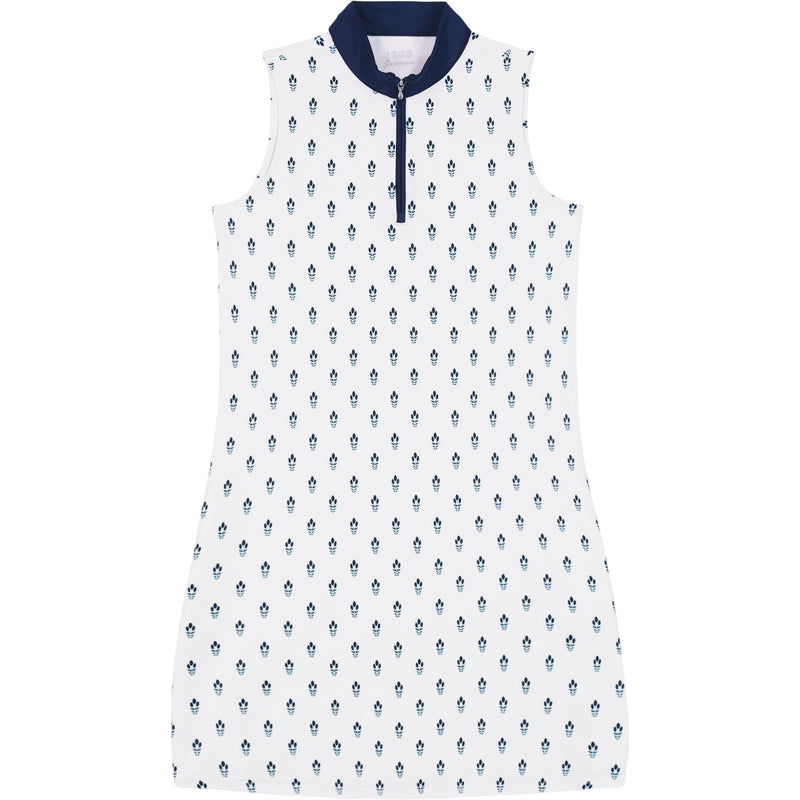 BRIANNA QUARTER ZIP A-LINE DRESS - BRIGHT WHITE