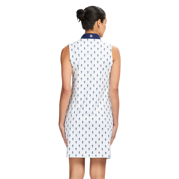 BRIANNA QUARTER ZIP A-LINE DRESS - BRIGHT WHITE