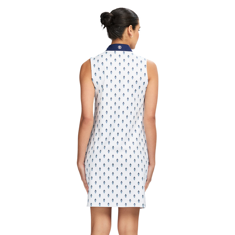 BRIANNA QUARTER ZIP A-LINE DRESS - BRIGHT WHITE