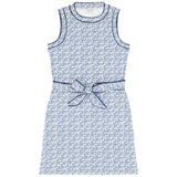 LILIAN PIPED PRINTED A-LINE DRESS - BRIGHT WHITE
