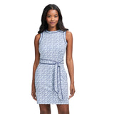 LILIAN PIPED PRINTED A-LINE DRESS - BRIGHT WHITE