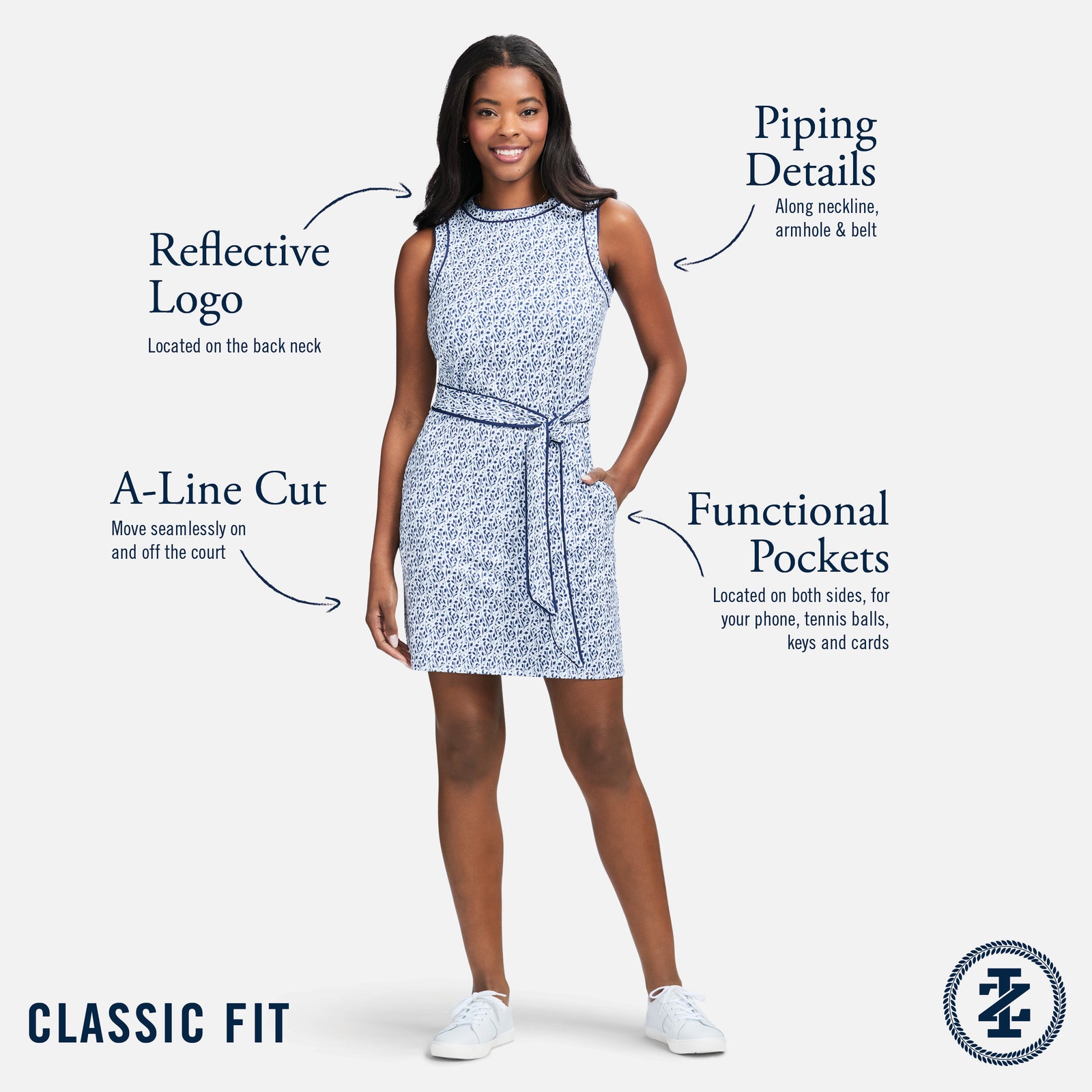 LILIAN PIPED A-LINE DRESS - MEDIEVAL BLUE – IZOD