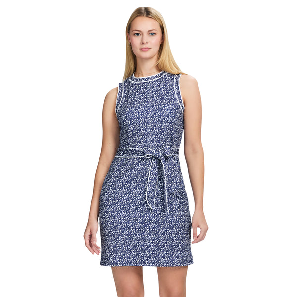 LILIAN PIPED A-LINE DRESS - MEDIEVAL BLUE