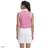 ALLY PRINTED SLEEVELESS POLO - OPERA MAUVE
