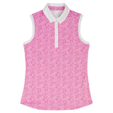 ALLY PRINTED SLEEVELESS POLO - OPERA MAUVE