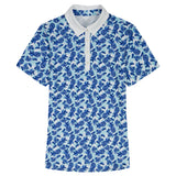 ALLY PRINTED S/S POLO - ARUBA BLUE