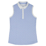 ALLY SLEEVELESS PRINTED POLO - HYDRANGEA
