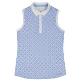 ALLY PRINTED SLEEVELESS POLO - HYDRANGEA