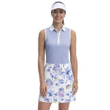 ALLY SLEEVELESS PRINTED POLO - HYDRANGEA
