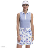 ALLY PRINTED SLEEVELESS POLO - HYDRANGEA