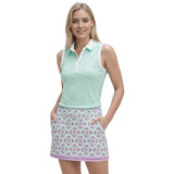ALLY SLEEVELESS PRINTED POLO - YUCCA