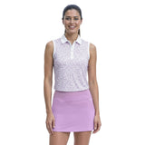 ALLY SLEEVELESS PRINTED POLO - SHEER LILAC