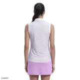 ALLY PRINTED SLEEVELESS POLO - SHEER LILAC