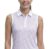 ALLY SLEEVELESS PRINTED POLO - SHEER LILAC