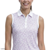 ALLY PRINTED SLEEVELESS POLO - SHEER LILAC