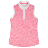 ALLY SLEEVELESS PRINTED POLO - PRISM PINK