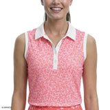 ALLY PRINTED SLEEVELESS POLO - PRISM PINK