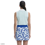 ALLY PRINTED SLEEVELESS POLO - ARUBA BLUE
