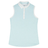 ALLY PRINTED SLEEVELESS POLO - ARUBA BLUE
