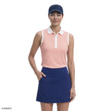 ALLY PRINTED SLEEVELESS POLO - FRESH SALMON