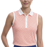 ALLY SLEEVELESS PRINTED POLO - FRESH SALMON