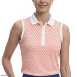 ALLY PRINTED SLEEVELESS POLO - FRESH SALMON