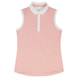 ALLY PRINTED SLEEVELESS POLO - FRESH SALMON